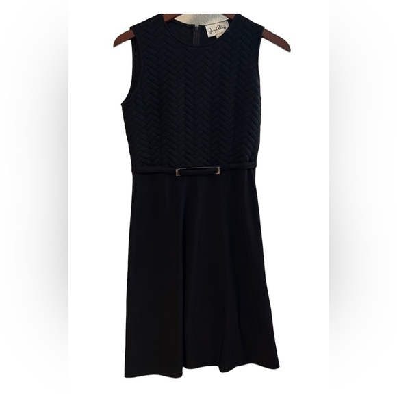 Joseph Ribkoff black midi dress size 4 empire waist quilted top - Picture 3 of 15